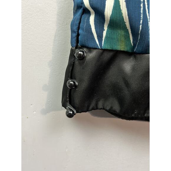 AB Studio Shirt Womens Large Ikat Print Short Sleeve Satin Trim Top‎ - Picture 9 of 10